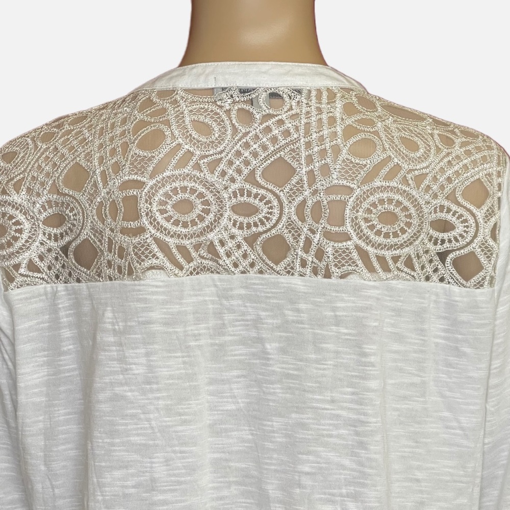 Absolutely Famous Metallic Mesh Embroidered Bell Sleeve Top XL - Picture 5 of 6